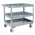 Jamco Utility Cart with Deep Lipped Metal Shelves, Steel, Flat, 3 Shelves, 1,200 lb LN130P500GP