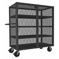 Zoro Select Dual-Latch Welded Mesh Security Cart with Fixed Shelves 2,000 lb Capacity, 26 in W x 54 1/2 in L x HTL-2448-DD-4-95