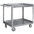 Zoro Select Corrosion-Resistant Utility Cart with Single-Side Flush Metal Shelves, Stainless Steel, Flat SRSC1624362FLD5PU