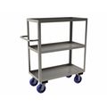 Zoro Select Stainless Steel Corrosion-Resistant Utility Cart with Lipped Metal Shelves, Flat, 3 Shelves SRSC1618363ALU6PU