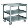 Zoro Select Corrosion-Resistant Utility Cart with Single-Side Flush Metal Shelves, Stainless Steel, Flat SRSC12016243FLD4PU