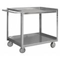Zoro Select Corrosion-Resistant Utility Cart with Single-Side Flush Metal Shelves, Stainless Steel, Flat SRSC2016302FLD4PU