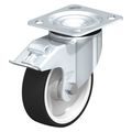 Blickle Swivel Plate Caster, PU, 4", Brake, Load Rating: 660 lb. LK-POTH 100KA-14-FI