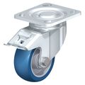 Blickle Swivel Plate Caster, PU, 4", Brake, Caster Load Rating Range: Heavy-Duty LH-ALBS 100K-14-FI