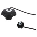 Kipp Star Grip w. Safety Lanyard, DIN 6336 Similar, D=M10, D1= 50, Steel, Black Plastic, Cap Gray K0155.6105