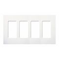Lutron Designer Wall Plates, Number of Gangs: 4 Gloss Finish, White CW-4-WH