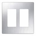 Lutron Designer Wall Plates, Number of Gangs: 2 Satin Finish, Stainless Steel CW-2-SS