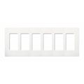 Lutron Designer Wall Plates, Number of Gangs: 6 Thermoset, Gloss Finish, White CW-6-WH