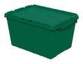 Akro-Mils Green Attached Lid Container, Plastic, Steel Hinge 39120GRN