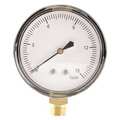 Zoro Select Pressure Gauge, 0 to 15 oz/sq in, 1/4 in MNPT, Steel, Black 18C777