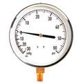 Zoro Select Compound Gauge, -30 to 0 to 60 in Hg/psi, 1/4 in MNPT, Stainless Steel, Silver 18C742