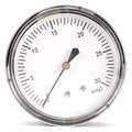 Zoro Select Pressure Gauge, 0 to 30 in wc, 1/4 in MNPT, Steel, Black 18C801