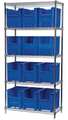 Akro-Mils Steel Wire Bin Shelving, 36 in W x 74 in H x 18 in D, 5 Shelves, Silver/Blue AWS183613014B