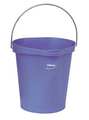 Vikan 3 gal. Round Hygienic Bucket, 12-3/4" H, 12 4/5 in Dia, Purple, Polypropylene 56868