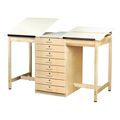 Diversified Spaces Rectangle Drafting Table, 2 Station, 8 Drawer, 70" X 39-3/4", Almond DT-82A