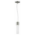 Nuvo Link 1-Light LED Tube Pendant with White Glass Brushed Nickel Finish 62/2932