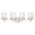 Nuvo Decker 4 Light Vanity Fixture Clear & Frosted Glass Brushed 60-4644