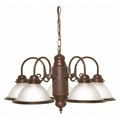 Nuvo 5 Light 22 in. Chandelier With Frosted Ribbed Shades Old Bro SF76-694