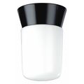 Nuvo 1-Light - 8in. - Utility Ceiling Mount - With White Glass Cylinder - Black Finish SF77-154