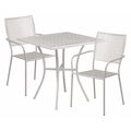 Flash Furniture 28" Square Lt Gray Steel Patio Table w/ 2 Chairs CO-28SQ-02CHR2-SIL-GG
