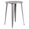 Flash Furniture Silver Metal Bar Table, 30RD, 30" W, 30" L, 41" H, Metal Top, Grey CH-51090-40-SIL-GG