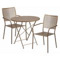 Flash Furniture 30" Round Gold Steel Folding Table with 2 Chairs CO-30RDF-02CHR2-GD-GG