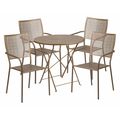 Flash Furniture 30" Round Gold Steel Folding Table w/ 4 Chairs CO-30RDF-02CHR4-GD-GG