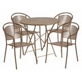 Flash Furniture 30" Round Gold Steel Folding Table w/ 4 Chairs CO-30RDF-03CHR4-GD-GG