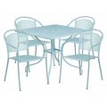 Flash Furniture 35.5" SQ Sky Blue Steel Table w/ 4 Chairs CO-35SQ-03CHR4-SKY-GG