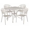Flash Furniture 35.5" Square Lt Gray Steel Table w/ 4 Chairs CO-35SQ-03CHR4-SIL-GG