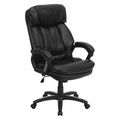 Flash Furniture Contemporary Chair, Leather, 19" to 23-1/2" Height, Fixed Arms, Black GO-1097-BK-LEA-GG