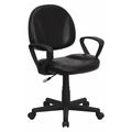 Flash Furniture Leather Task Chair, 17-1/2" to 22-1/2", Loop Arms, Black BT-688-BK-A-GG