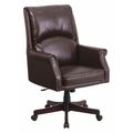 Flash Furniture Executive Chair, Plastic, 18-3/4" to 21-1/2" Height, Fixed Arms, Brown BT-9025H-2-BN-GG