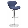 Flash Furniture Blue Fabric Barstool, Adj Height CH-321-BLFAB-GG