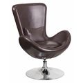 Flash Furniture Brown LeatherSoft Side Reception Chair, 30 W 30" L 38 H, Integrated Curved, Egg Series CH-162430-BN-LEA-GG