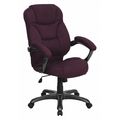 Flash Furniture Contemporary Chair, Fabric, 18-1/4" to 22" Height, Fixed Arms, Grape Microfiber GO-725-GRPE-GG