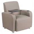 Flash Furniture Gray Guest Chair, 27 in W 27" L 35" H, Raised Tablet, Leather Seat, Contemporary Series BT-8217-GV-GG
