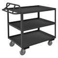 Zoro Select Utility Cart with Lipped Metal Shelves, Steel, Ergonomic, 3 Shelves, 1,200 lb RSCE-2436-3-95