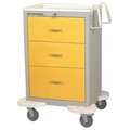 Lakeside Medical Cart, 3 Drawers w/Key Lock-Yellow C-330-K-1Y