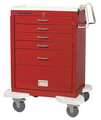 Lakeside General Medical Supply Cart with Drawers, Steel, Ergonomic, 1 Shelves, 300 lb C-524-B-1R