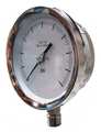 Pic Gauges Pressure Gauge, 0 to 100 psi, 1/4 in MNPT, Stainless Steel, Silver 4501-SC-4LE