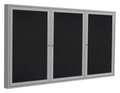 Ghent Enclosed Rubber Bulletin Board 48"x96", 3 Hinged Door, Black PA34896TR-BK