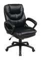 Office Star Managerial Chair, Leather, 19" to 22" Height, Fixed Arms, Black FL660-U6
