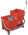 Unger 4 gal CLEANERx Dual Bucket Side Press Mop Bucket and Wringer, Red, Polypropylene COMSR