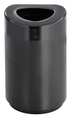 Safco 30 gal Round Trash Can, Black, 20" Dia, Open Top, Steel, Rigid Plastic 9920BL