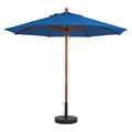 Grosfillex Market Wood Patio Umbrella, 9 ft., Wooden Pole, Pacific Blue 98919731