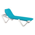 Grosfillex Nautical Sling Chaise, Turquoise/Wht, PK2 US101241
