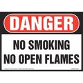 Jj Keller No Smoking No Open Flames Sign, 14"x10", 8001179 8001179