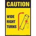 Jj Keller Wide Right Turns, OSHA, 10" x 14", Vinyl 8001267