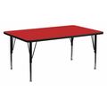 Flash Furniture Rectangle Activity Table, 30" W X 72" L X 25.25" H, Laminate, Red XU-A3072-REC-RED-H-P-GG